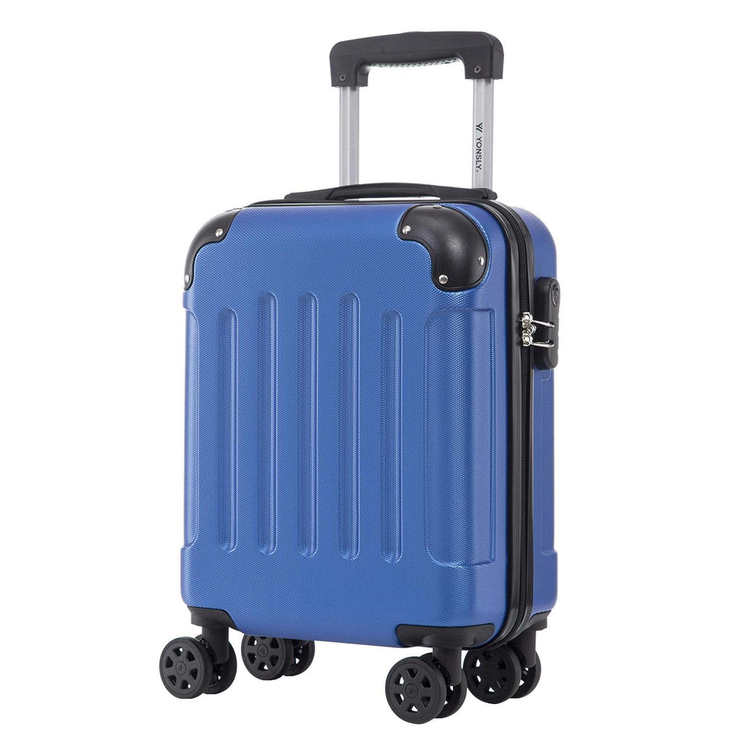 Hartschalen-Reisekoffer in Saphirblau mit 4 Rollen und Zahlenschloss, oberem Griff.