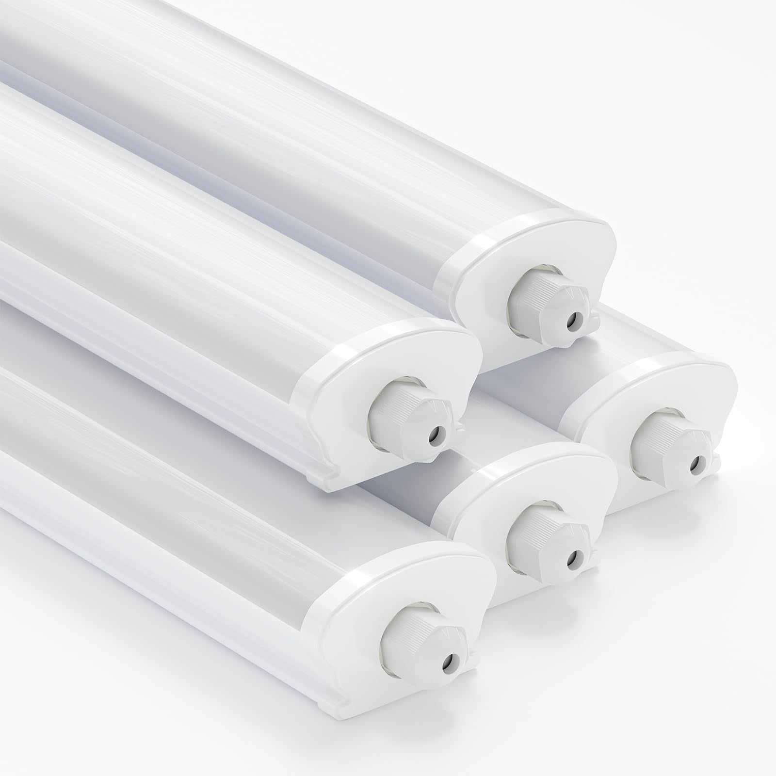 LED-Feuchtraumleuchte, weißes Längsprofil mit Steckverbindungen an den Enden