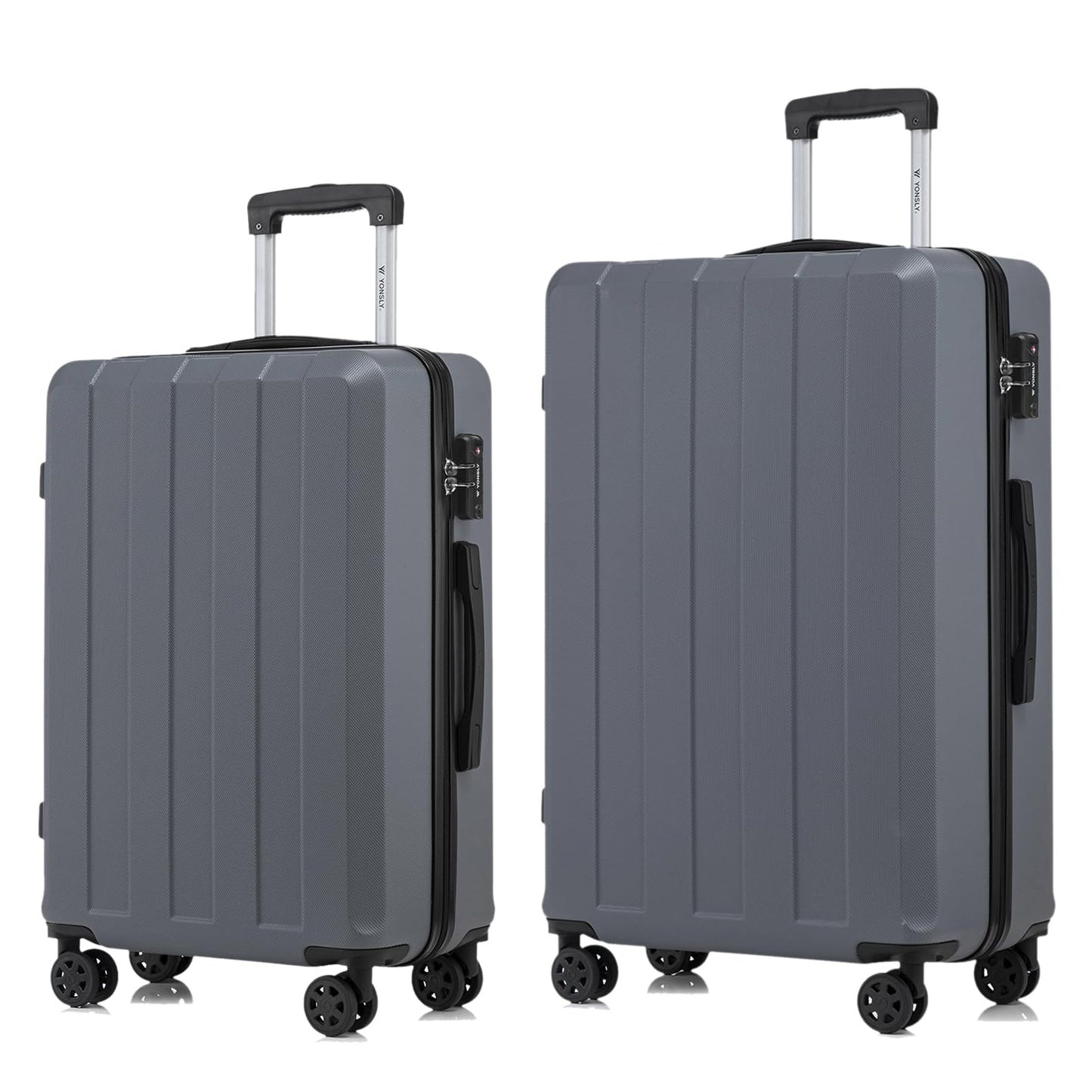 Reisekoffer-Set mit Hartschale und vier Rollen, dunkelgrau und hellgrau