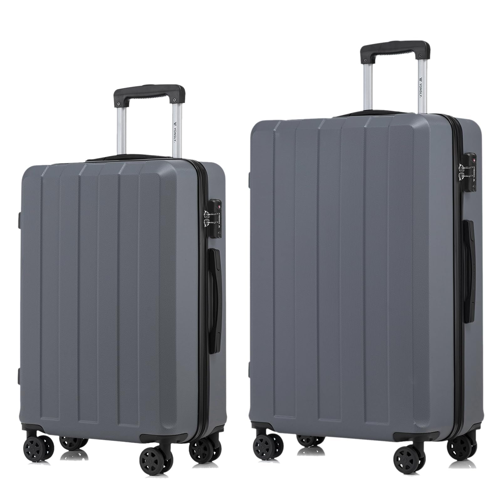 Reisekoffer-Set mit Hartschale und vier Rollen, dunkelgrau und hellgrau