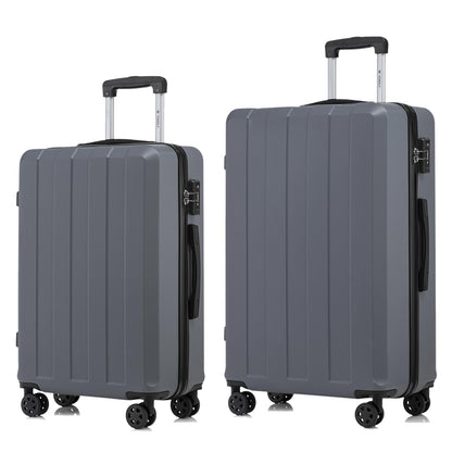 Reisekoffer-Set mit Hartschale und vier Rollen, dunkelgrau und hellgrau