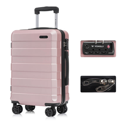 Hartschalen-Reisekoffer in Roségold mit Trolleygriff, TSA-Schloss und 4 Rollen