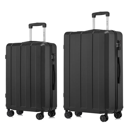 Reisekoffer-Set, schwarze Hartschale, 4 Rollen, Teleskopgriff und TSA-Schloss