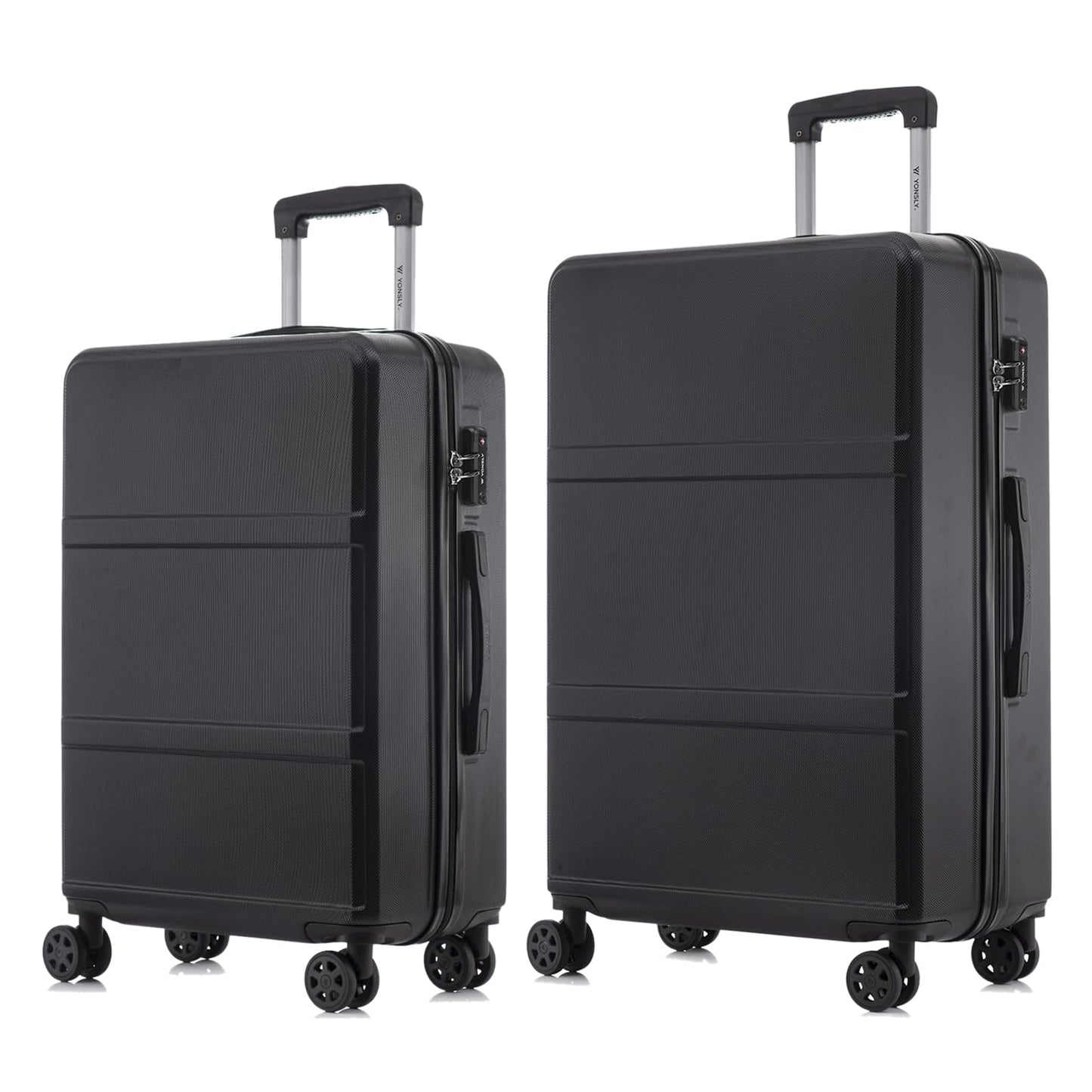 Reisekoffer-Set mit Hartschale, Trolleygriff, 4 Rollen und Schloss, dunkel