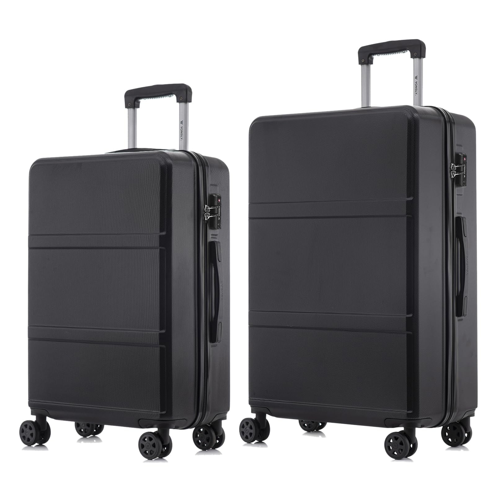 Reisekoffer-Set mit Hartschale, Trolleygriff, 4 Rollen und Schloss, dunkel