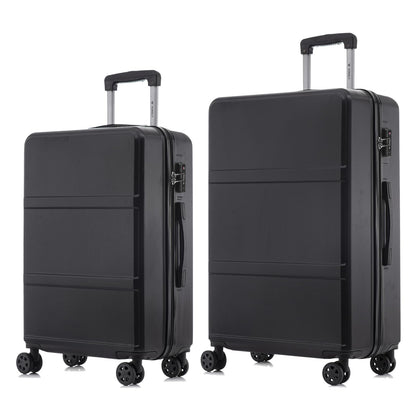 Reisekoffer-Set mit Hartschale, Trolleygriff, 4 Rollen und Schloss, dunkel
