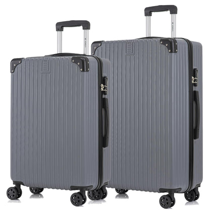 2-teiliges Rollkoffer-Set aus Hartschale, grau, mit Teleskopgriff und 4 Rollen