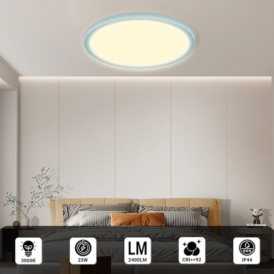 Runde LED-Deckenleuchte für Decke, warmweißes Licht, umlaufender LED-Ring, IP44