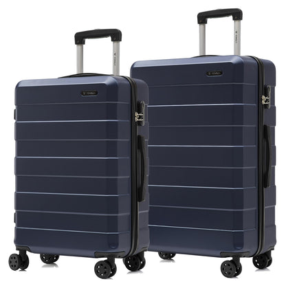 Hartschalen-Trolley-Kofferset mit 4 Rollen und Teleskopgriff, dunkelblau, 2er Set