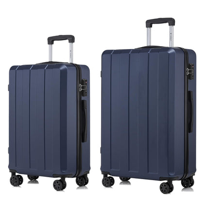 Reisekoffer-Set mit Hartschale, Trolleygriff und vier Rollen, dunkelblau