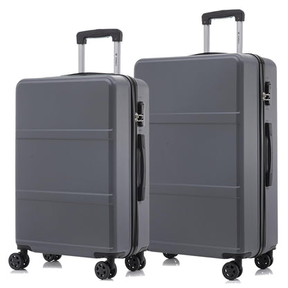 Rollkoffer-Set mit Hartschale, 4 Rollen und ausziehbarem Griff, zwei Koffer in Grau