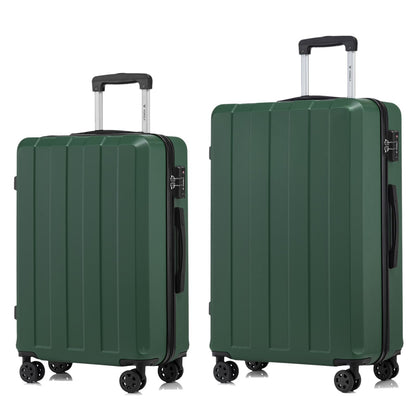 Reisekoffer-Set, dunkelgrüne Hartschale, 4 Rollen, Teleskopgriff und TSA-Schloss
