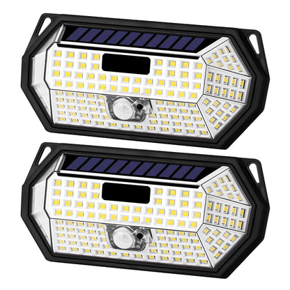 Solar-LED-Außenwandleuchte mit Bewegungsmelder, 2er-Set, rechteckig, schwarz