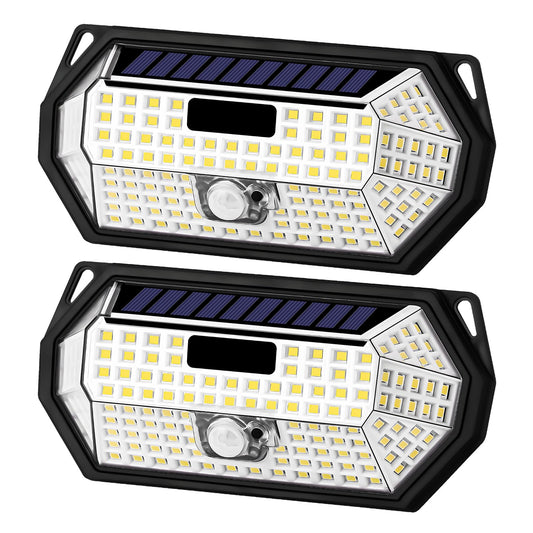 Solar-LED-Außenwandleuchte mit Bewegungsmelder, 2er-Set, rechteckig, schwarz