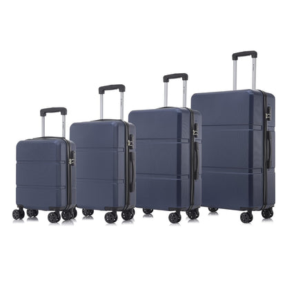 Rollkoffer-Set mit 4 Hartschalenkoffern, ausziehbaren Griffen und 4 Rollen, dunkelblau
