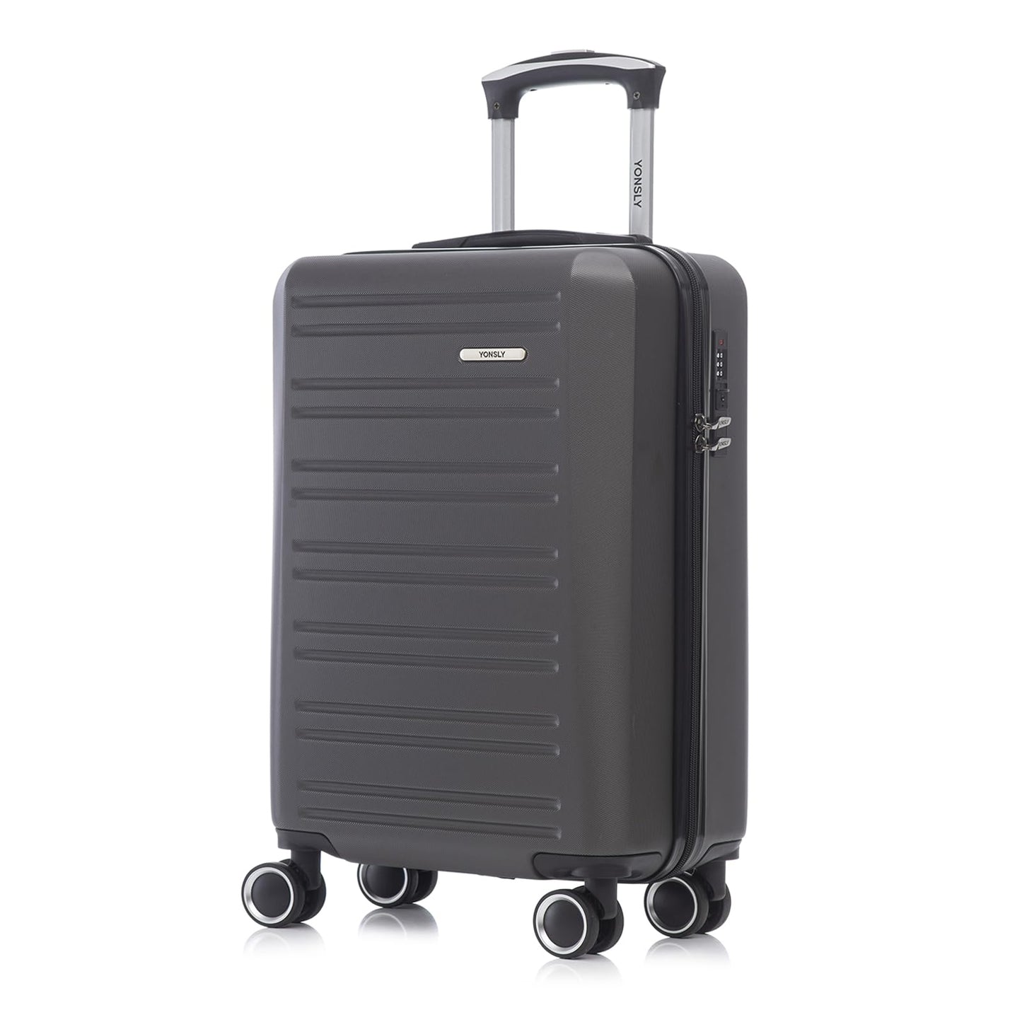 Hartschalen-Trolley schwarz mit Teleskopgriff, 4 Rollen und Zahlenschloss