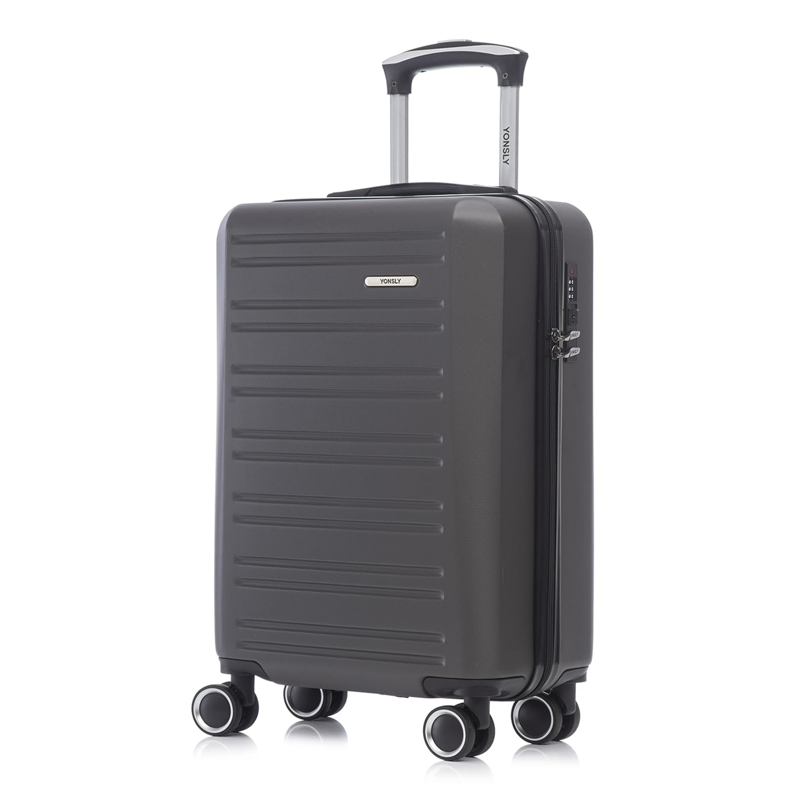 Hartschalen-Trolley schwarz mit Teleskopgriff, 4 Rollen und Zahlenschloss