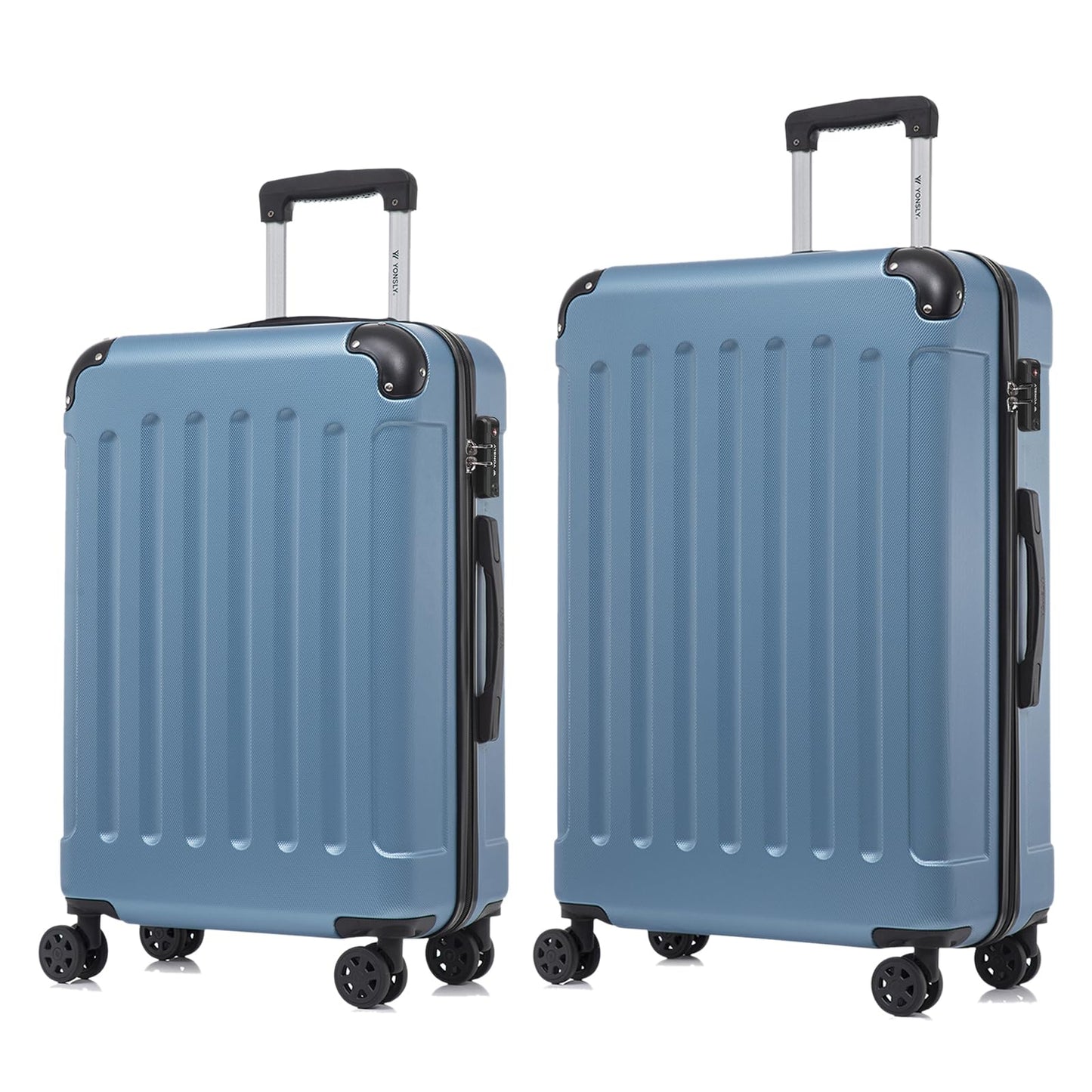 Reisekoffer-Set mit Hartschale, 2 Trolleys, hellblau, mit TSA-Schloss, 4 Rollen.
