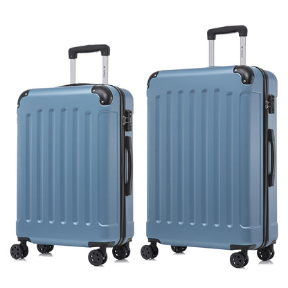 Reisekoffer-Set mit Hartschale, 2 Trolleys, hellblau, mit TSA-Schloss, 4 Rollen.