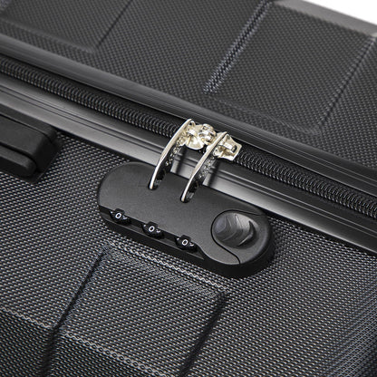 Reisekoffer: Zahlenschloss am Reißverschluss, Detail der Schieber-/Zipper-Abdeckung