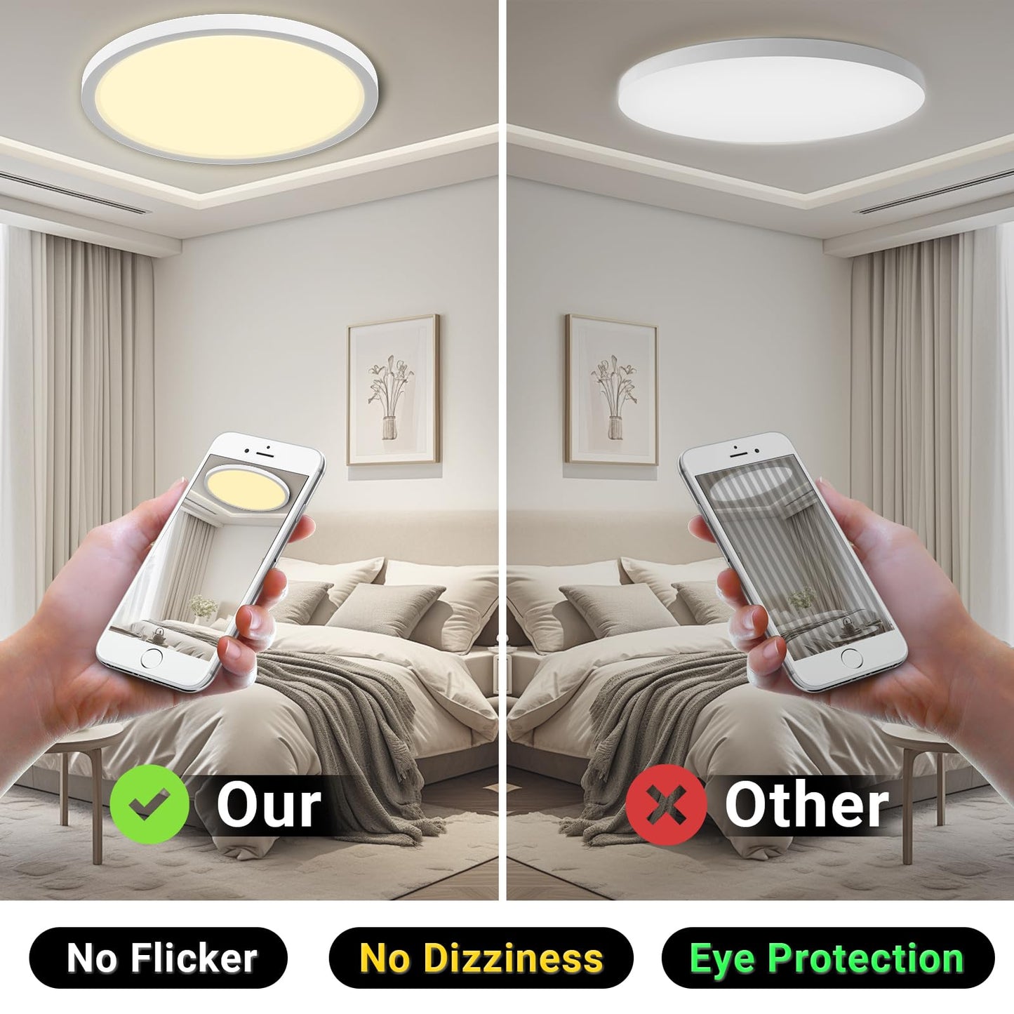 Runde LED-Deckenleuchte mit warmweißem Licht, Bedienung per Smartphone