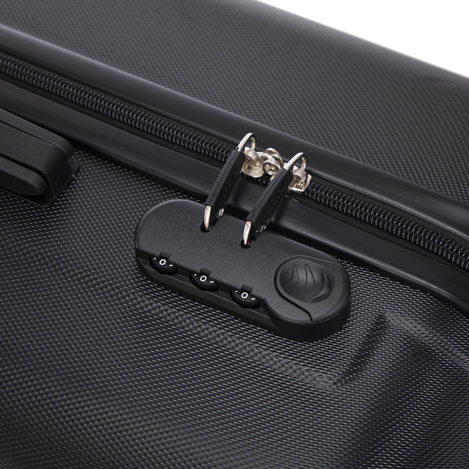 Hartschalenkoffer mit Zahlenschloss und Reißverschluss am Rand