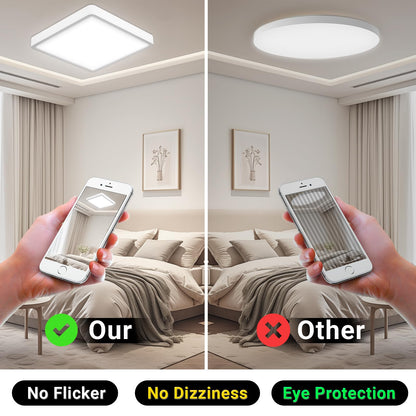 LED-Deckenleuchte flach, quadratisch, weiß; kein Flackern, augenfreundlich