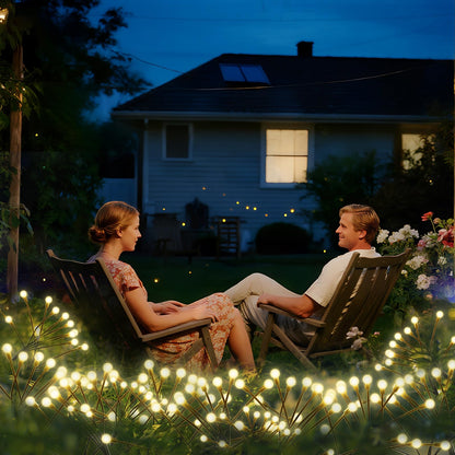 Solar-Gartenleuchten mit warmweißen LED-Glühwürmchenlichtern auf flexiblen Stäben
