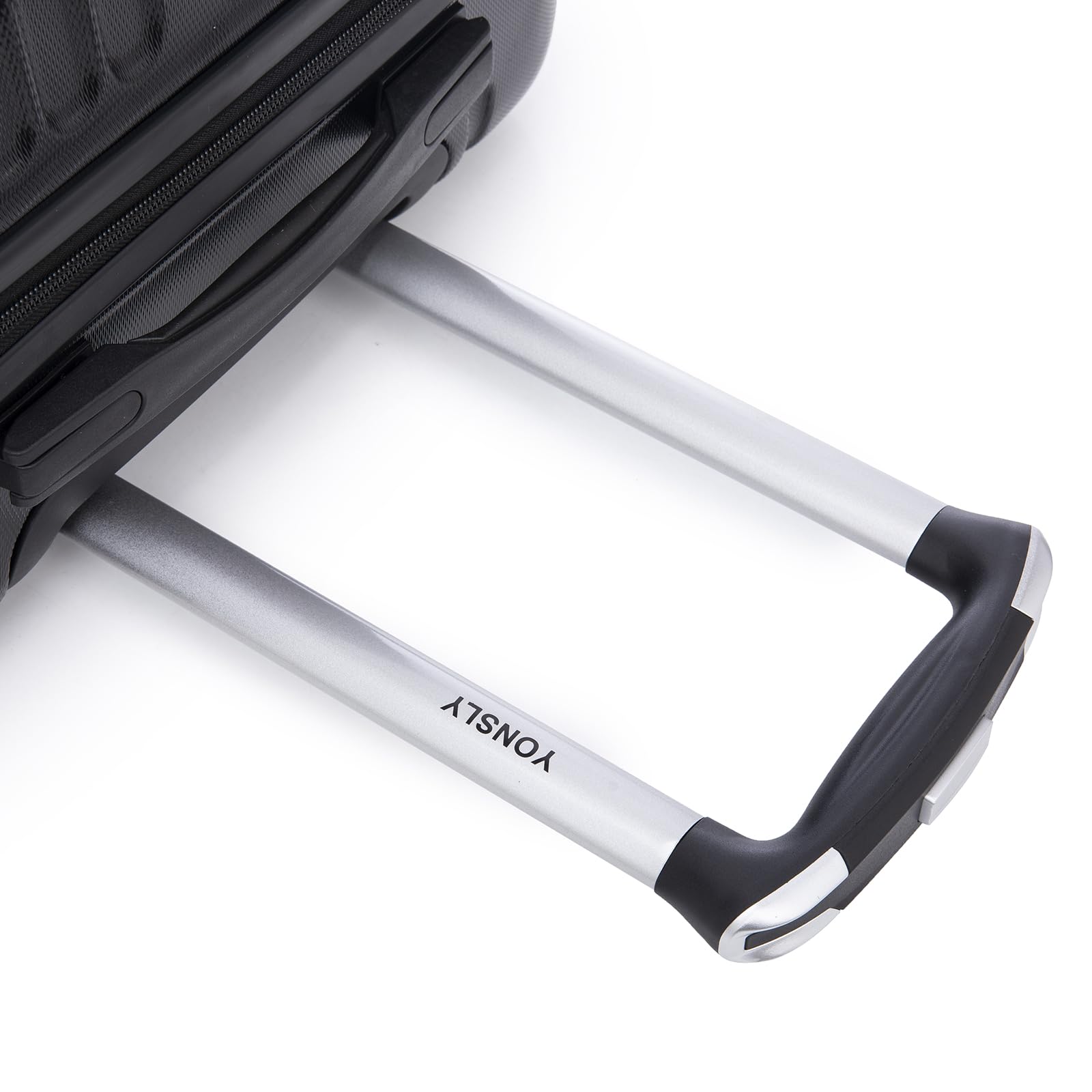 Hartschalen-Koffer: ausziehbarer Griff mit Soft-Touch-Handgriffen und Metallstreben