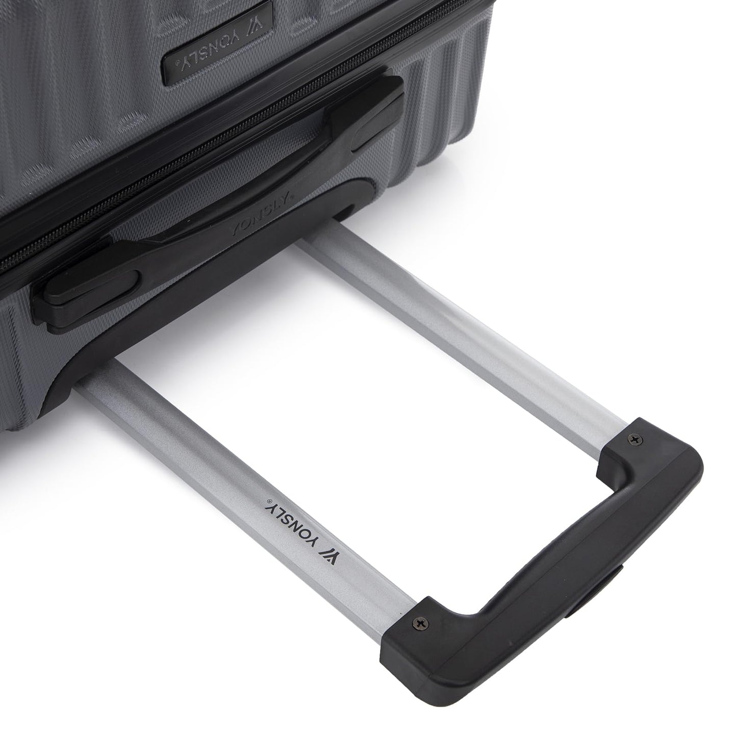 YONSLY® Rollkoffer: ausziehbarer Griff mit Arretierung unten, Hartschale, dunkel