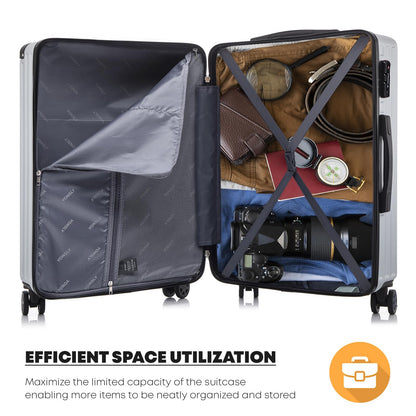 Offener Hartschalen-Trolley mit Innenfach, Spanngurt und 4 Rollen