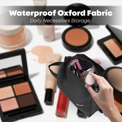 Reisetasche aus wasserabweisendem Oxford-Stoff mit Innenfächern, Schwarz