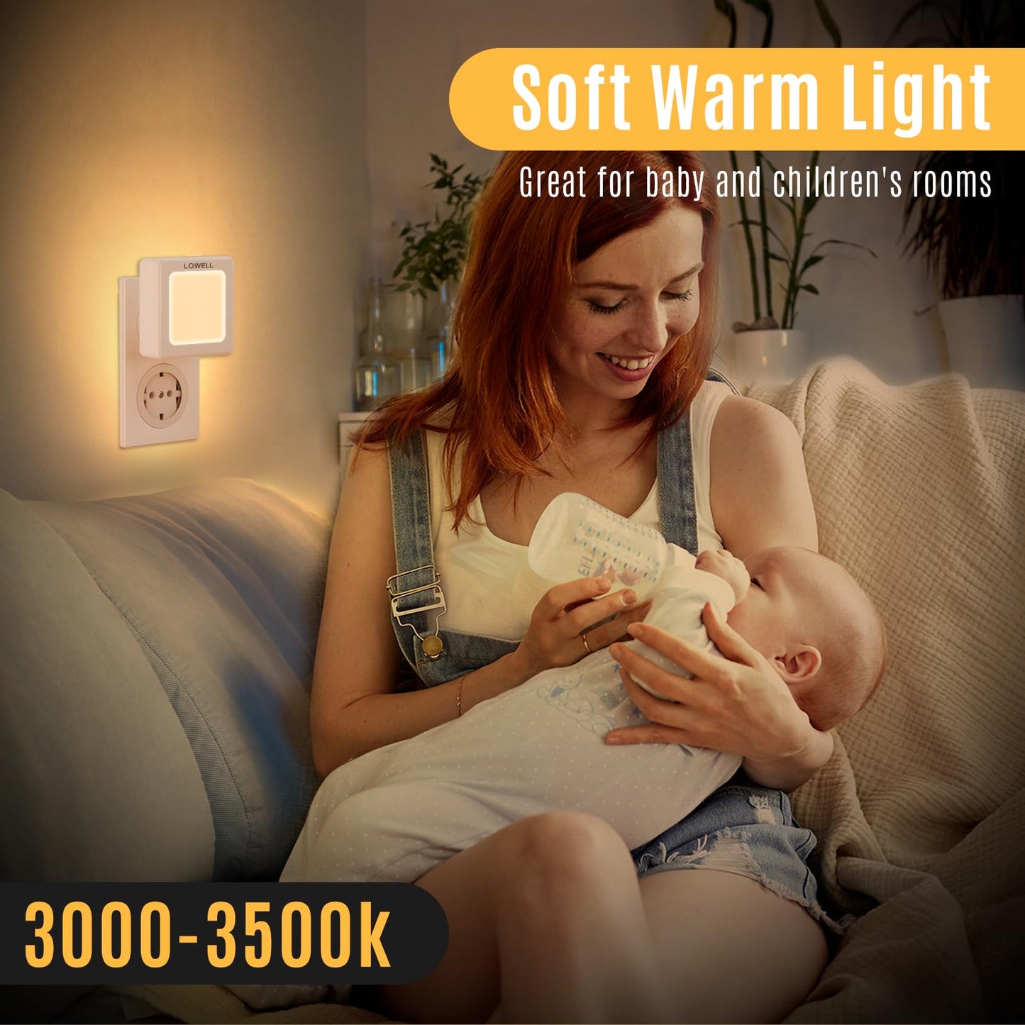 LQWELL Nachtlicht-Steckdose mit warmweißem Orientierungslicht