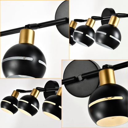 LQWELL® Deckenstrahler mit drehbaren Spotköpfen, schwarz und gold, dreifach