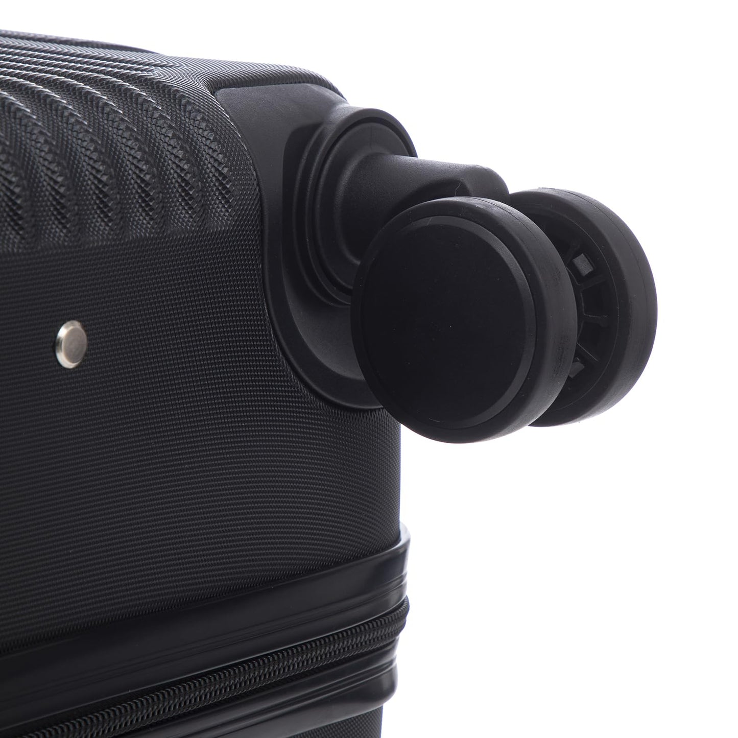 Reisekoffer mit 4 Rollen und geriffeltem Hartschalenbereich an der Seitenkante