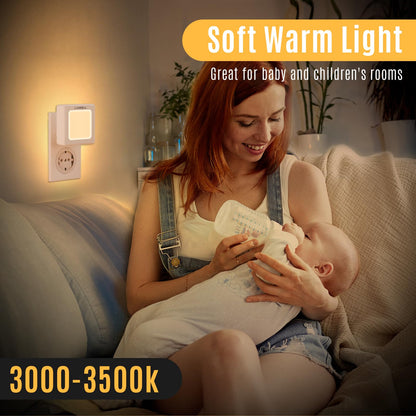 Steckdosennachtlicht mit warmweißem Quadratlicht, weißes Gehäuse