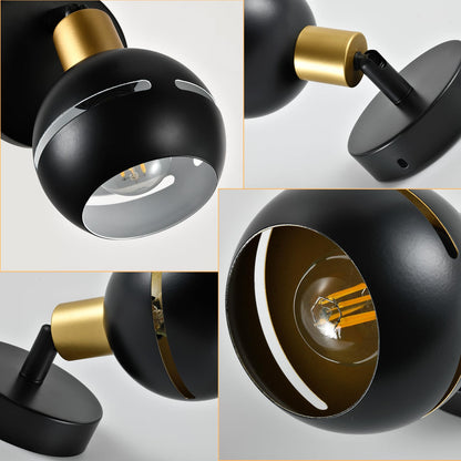LQWELL® Wandleuchte: schwarzer Lampenschirm mit goldener Blende und sichtbarer LED