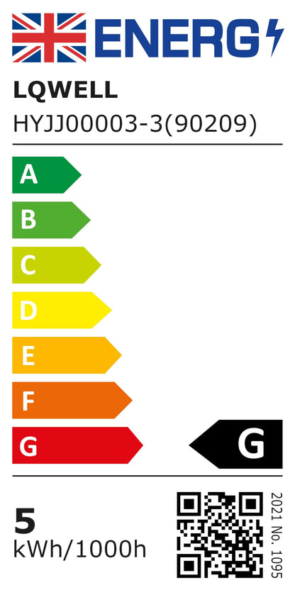 Energieeffizienzlabel für LQWELL LED-Leuchte mit EU-/UK-Zeichen, Skala A bis G