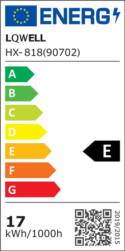 Energieeffizienzlabel LQWELL HX-818(90702), Energieklasse E, 17 kWh/1000h