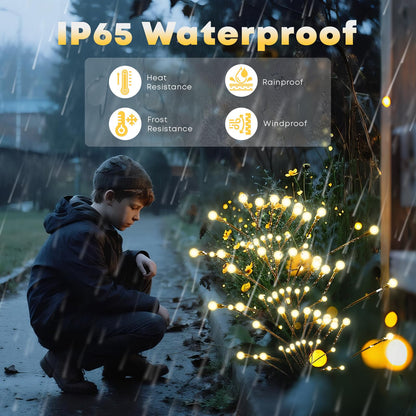 Wasserdichte Solar-Gartenleuchten mit warmweißen LED-Glühwürmchenlichtern