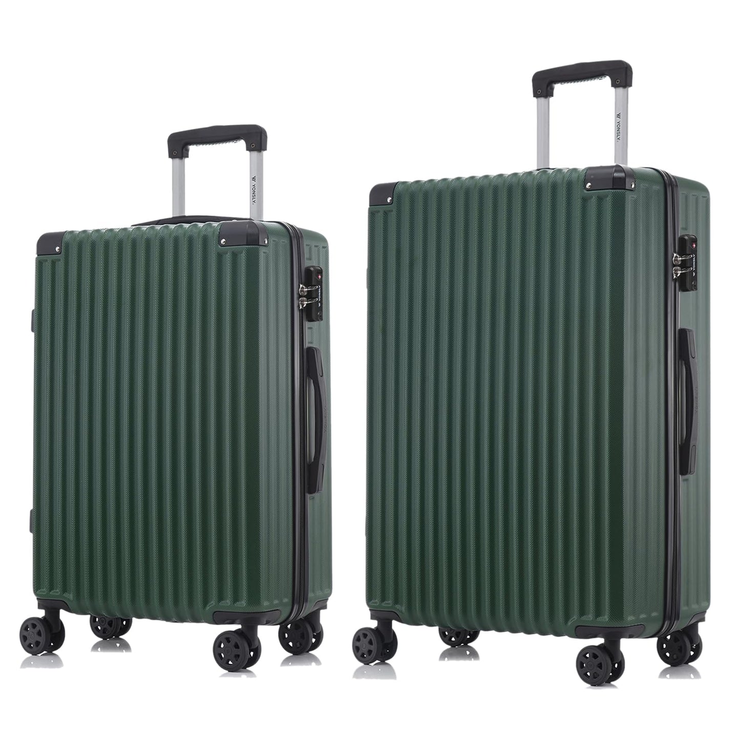 Reisekoffer mit Hartschale, TSA-Schloss und 4 Rollen, Trolleygriff, dunkelgrün