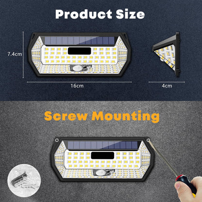 Solar-LED-Außenwandleuchte mit Schraubmontage, rechteckig, schwarzes Gehäuse