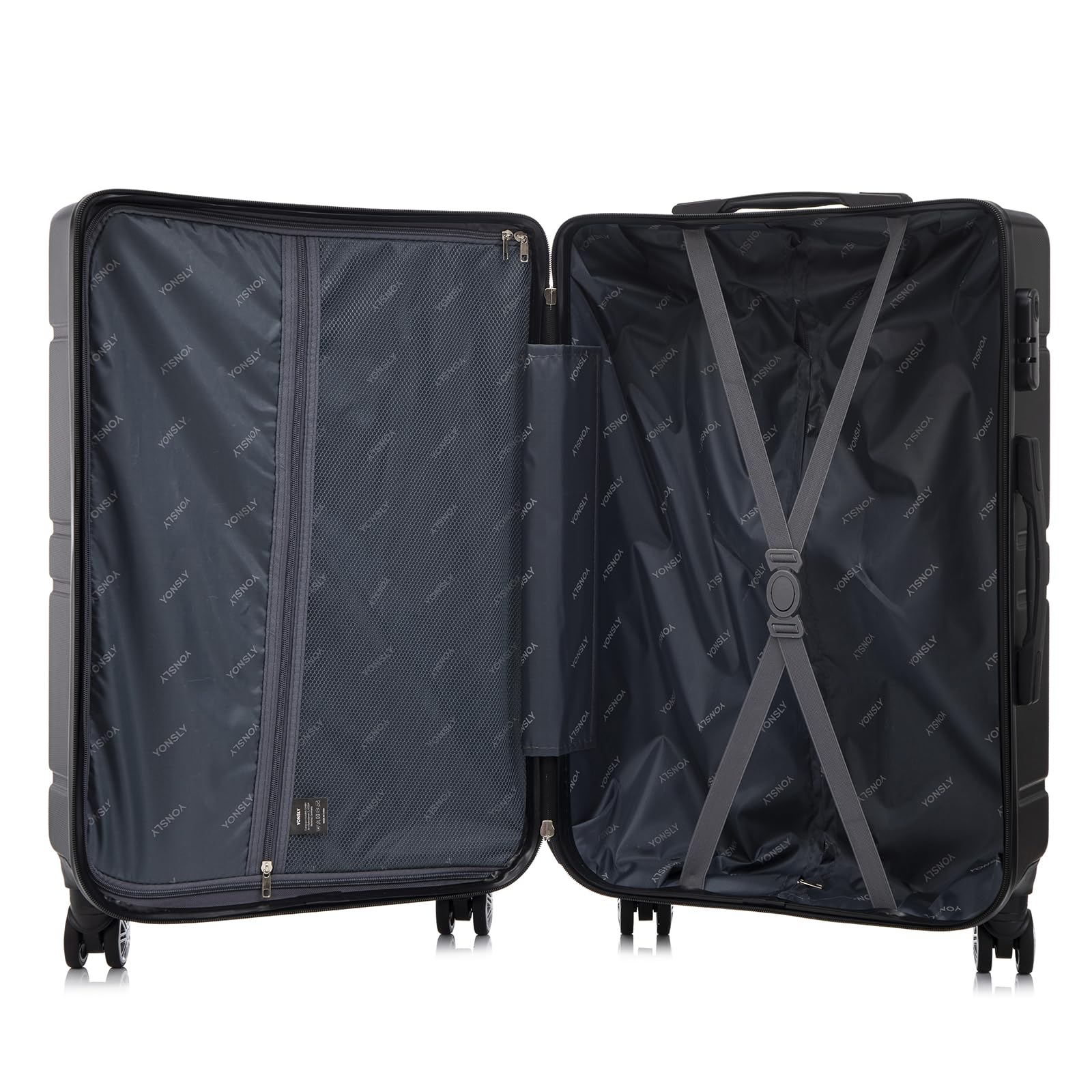 Offener Hartschalen-Reisekoffer mit Innenfutter und Trennband