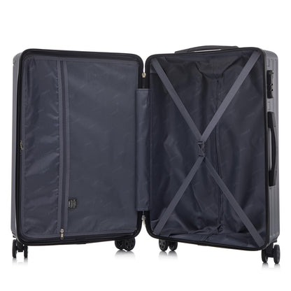 YONSLY® Rollkoffer-Set offen: Innenfächer mit Trennband und zwei Reißverschlüssen, dunkel