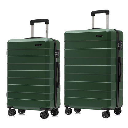 Hartschalen-Reisekoffer-Set in dunklem Grün, 4 Rollen, ausziehbarer Griff