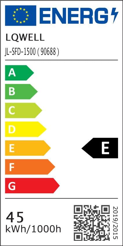 Energieeffizienzlabel für LQWELL® LED-Feuchtraumleuchte mit Farbleiste