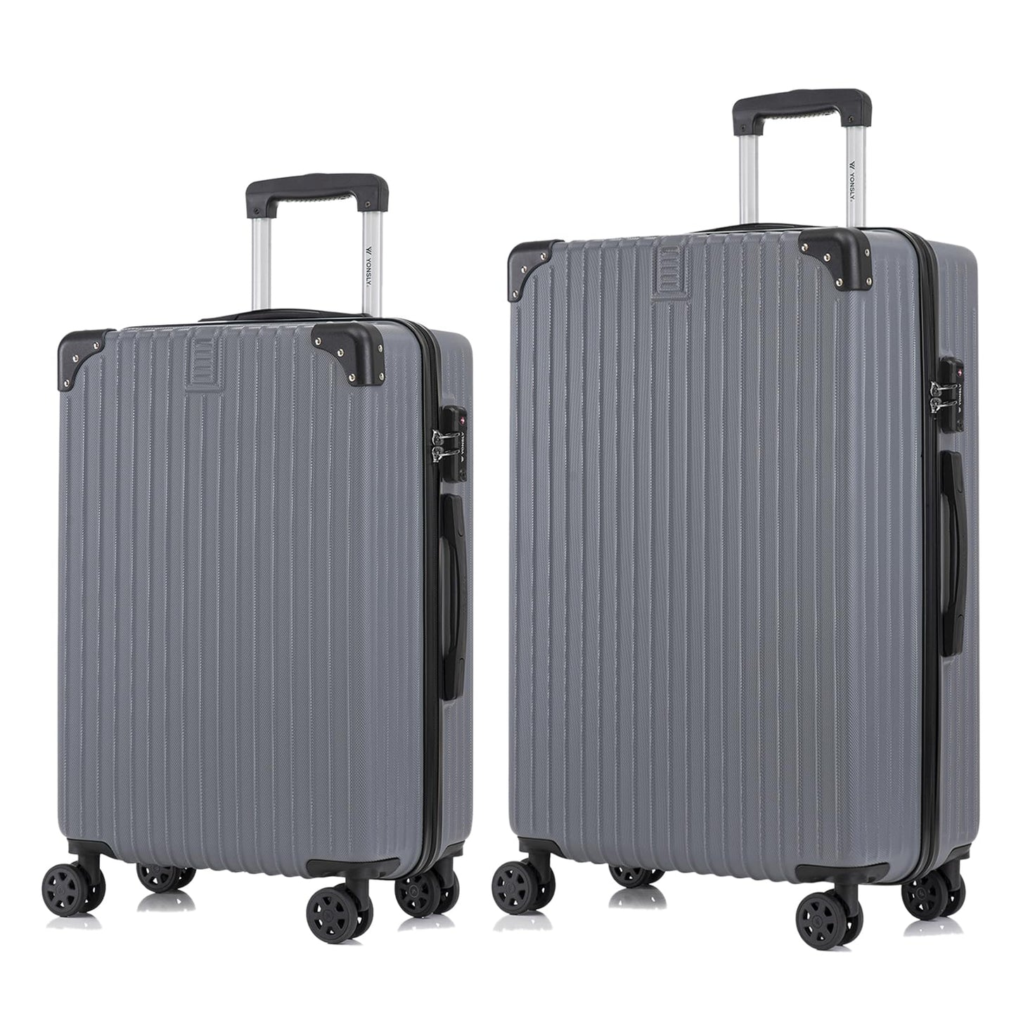 Hartschalen-Reisekoffer-Set in grau, mit Teleskopgriff und 4 Rollen