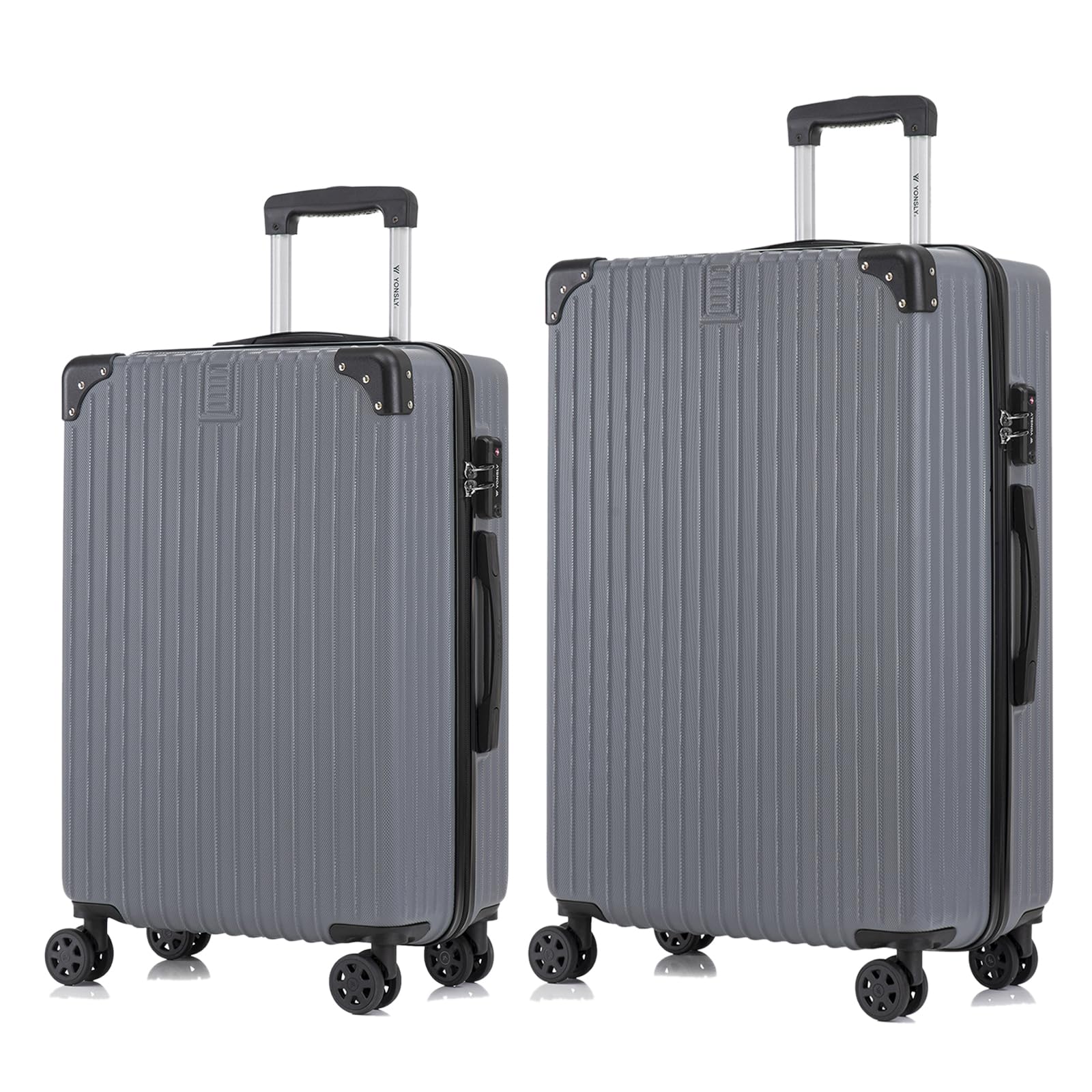 Hartschalen-Reisekoffer-Set in grau, mit Teleskopgriff und 4 Rollen