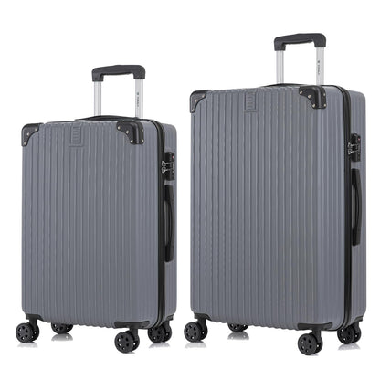 Hartschalen-Reisekoffer-Set in grau, mit Teleskopgriff und 4 Rollen