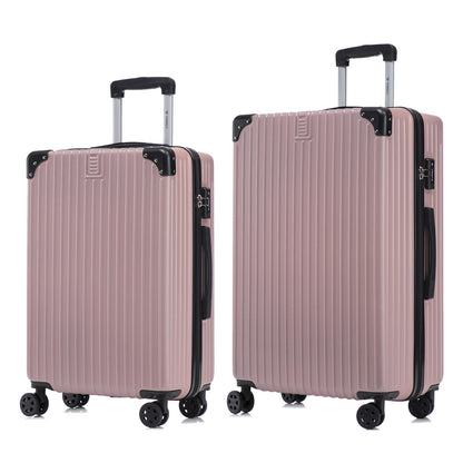 Hartschalen-Reisekoffer-Set in rosé, mit Teleskopgriff und 4 Rollen
